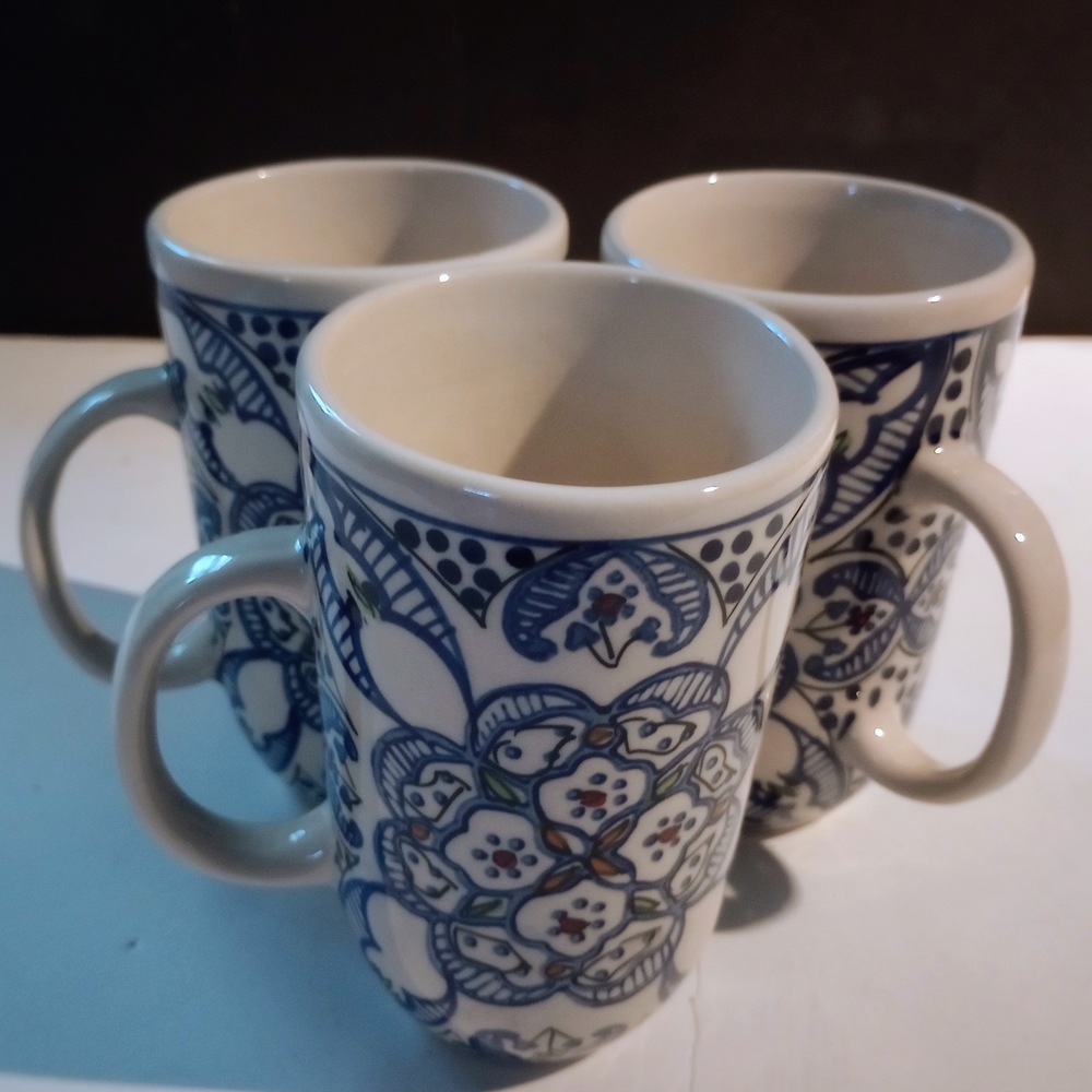 Set Of Three World Market Tunis Mugs 5x3 In Ceramic Coffee Cups Global Market